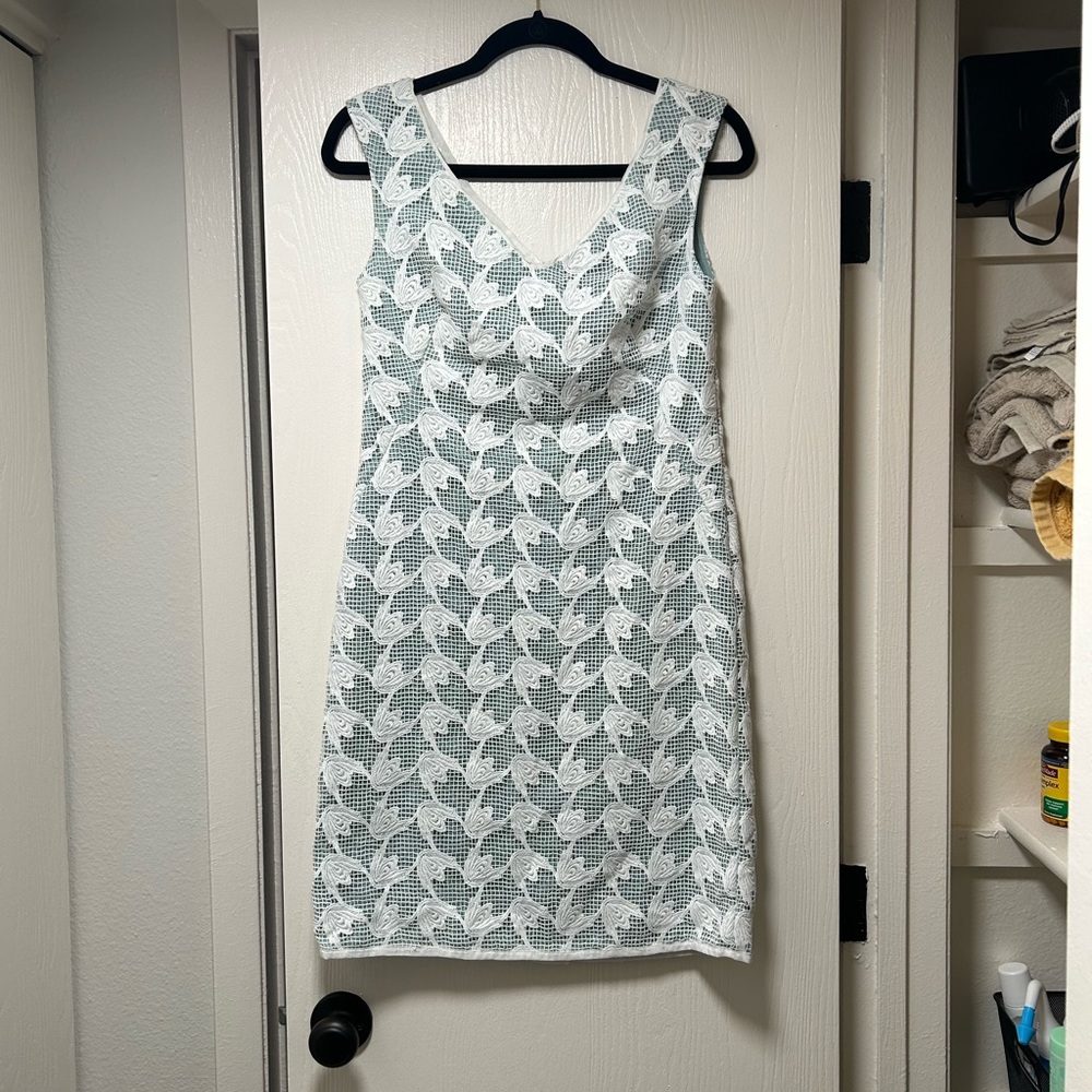 Tory Burch White and Gray Mini Dress